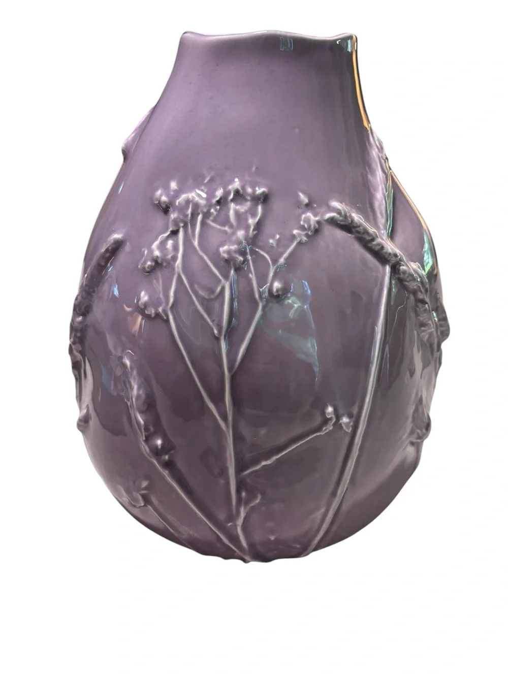 Anthropologie large rare & retired Lavender botanical Textured ceramic Vase